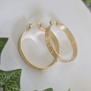 Gold Hoop Earrings Greek Key Design New